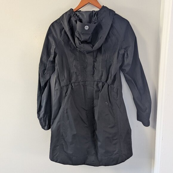 Lululemon Black Long Rain Coat with Cinch Waist - Picture 2 of 4